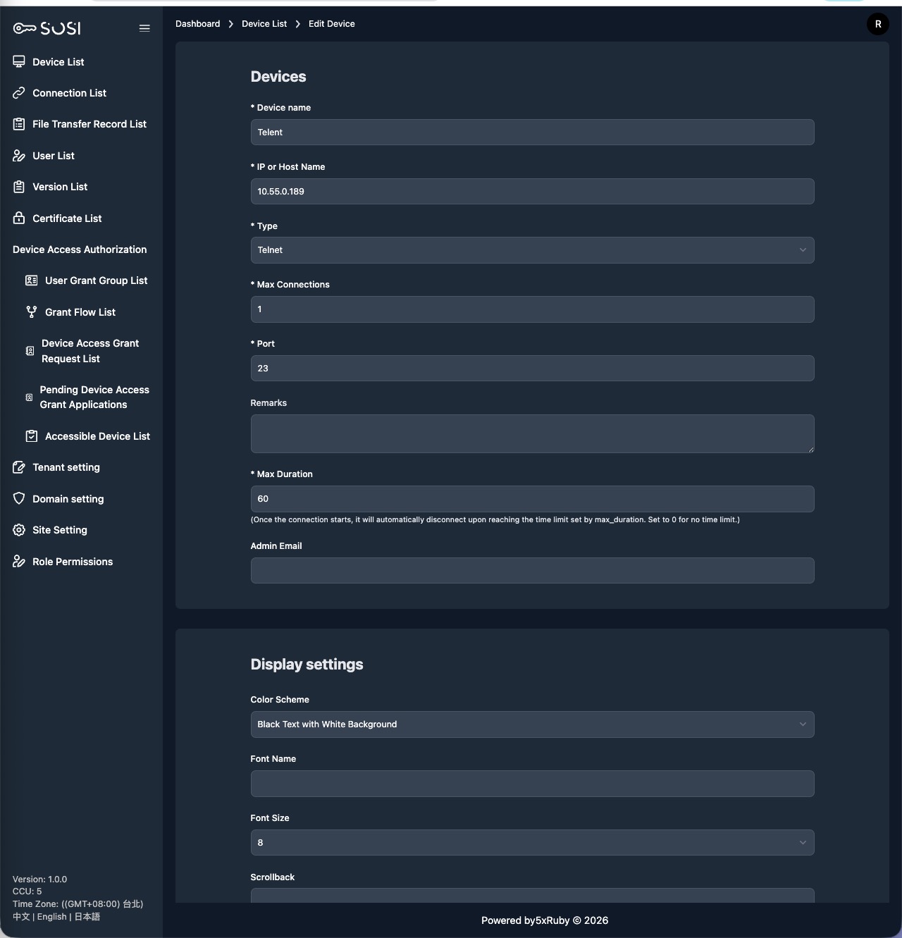 Telnet Edit Page