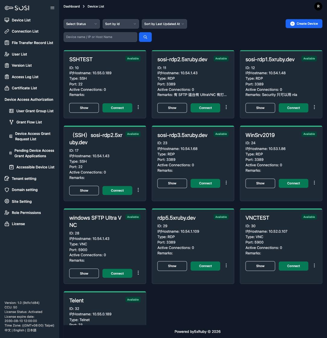 Device list search (name / IP / hostname)