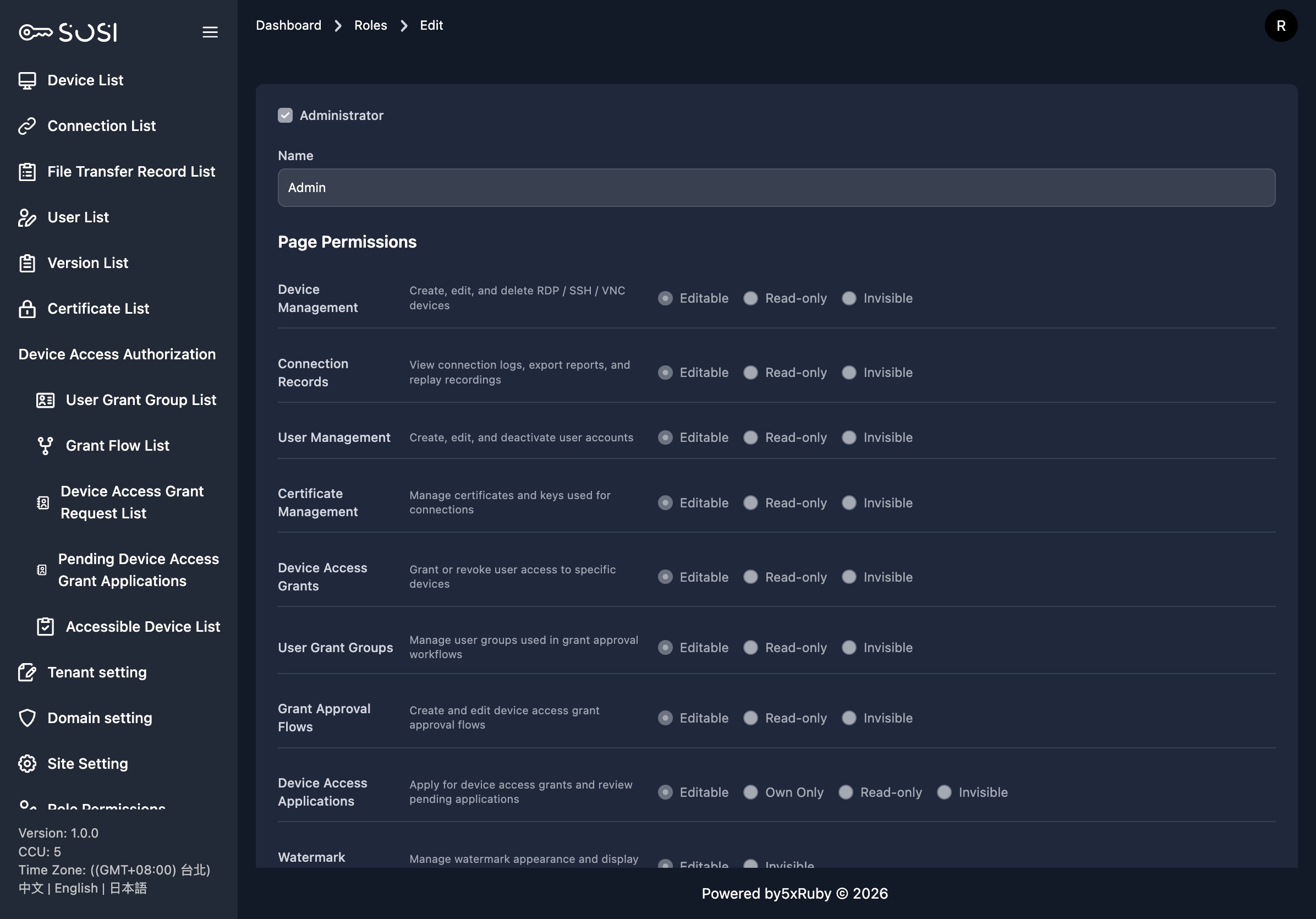 Admin Role Edit - Read-only Protection