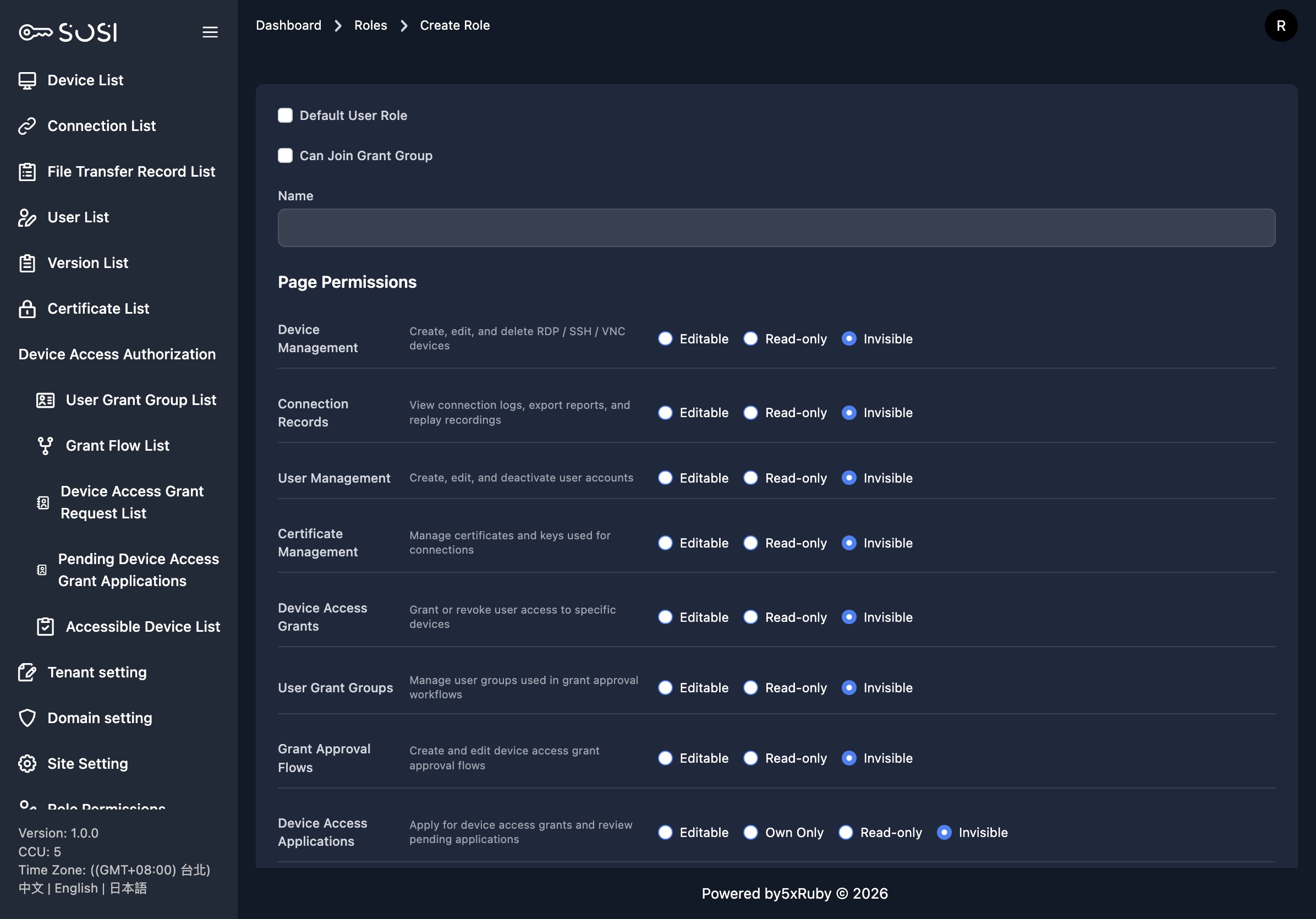 Create Role - Permission Form